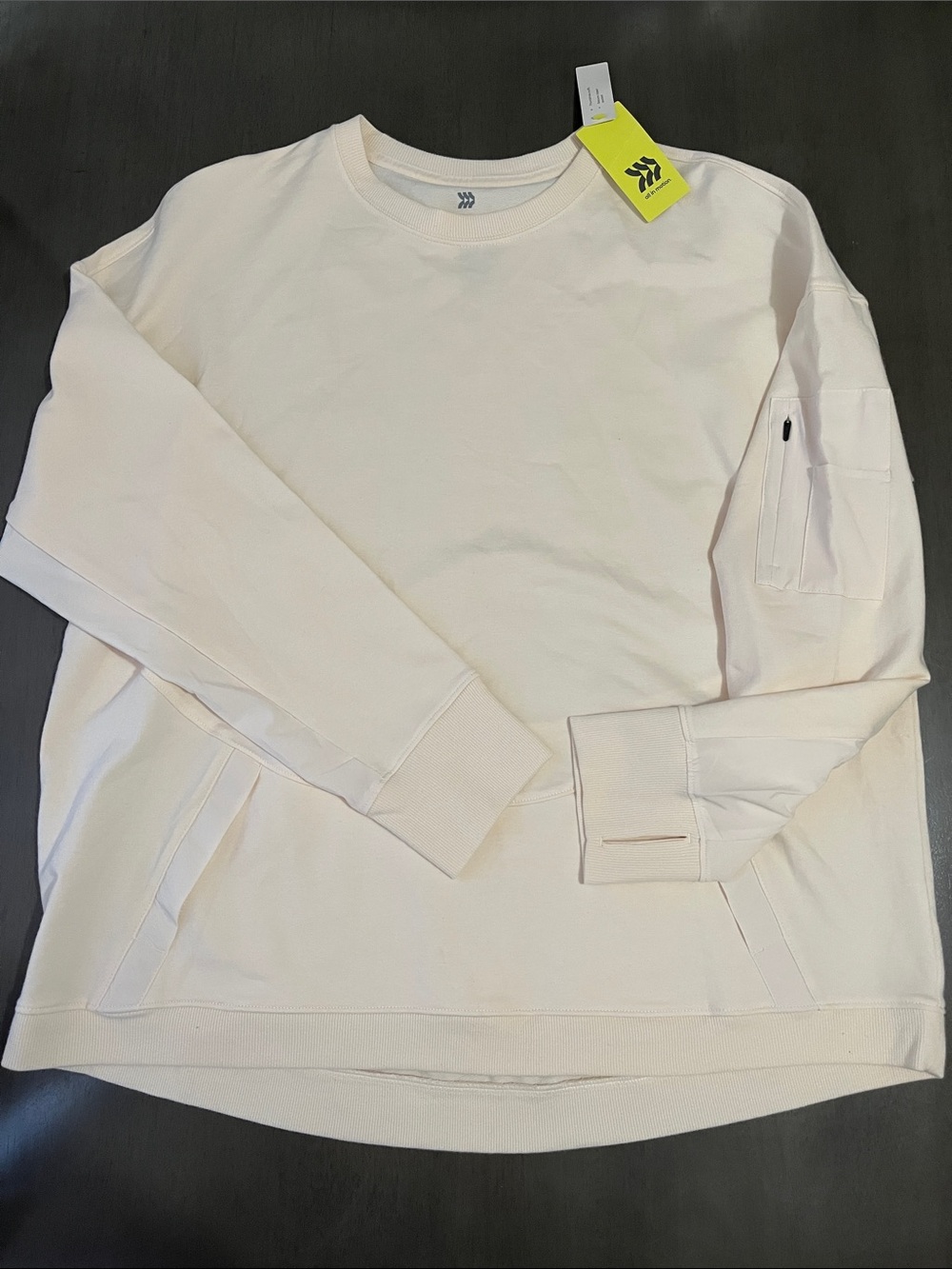 All in motion sweatshirt cream xxl New pullover arm pockets kangaroo pocket NWT - Picture 3 of 11